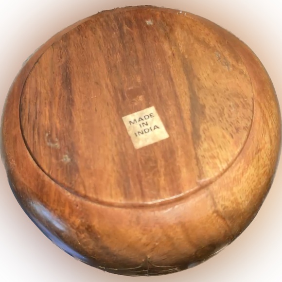 Antique Handmade Wooden Coaster Set Beautiful India Made Hand Carved Designs - Picture 5 of 12